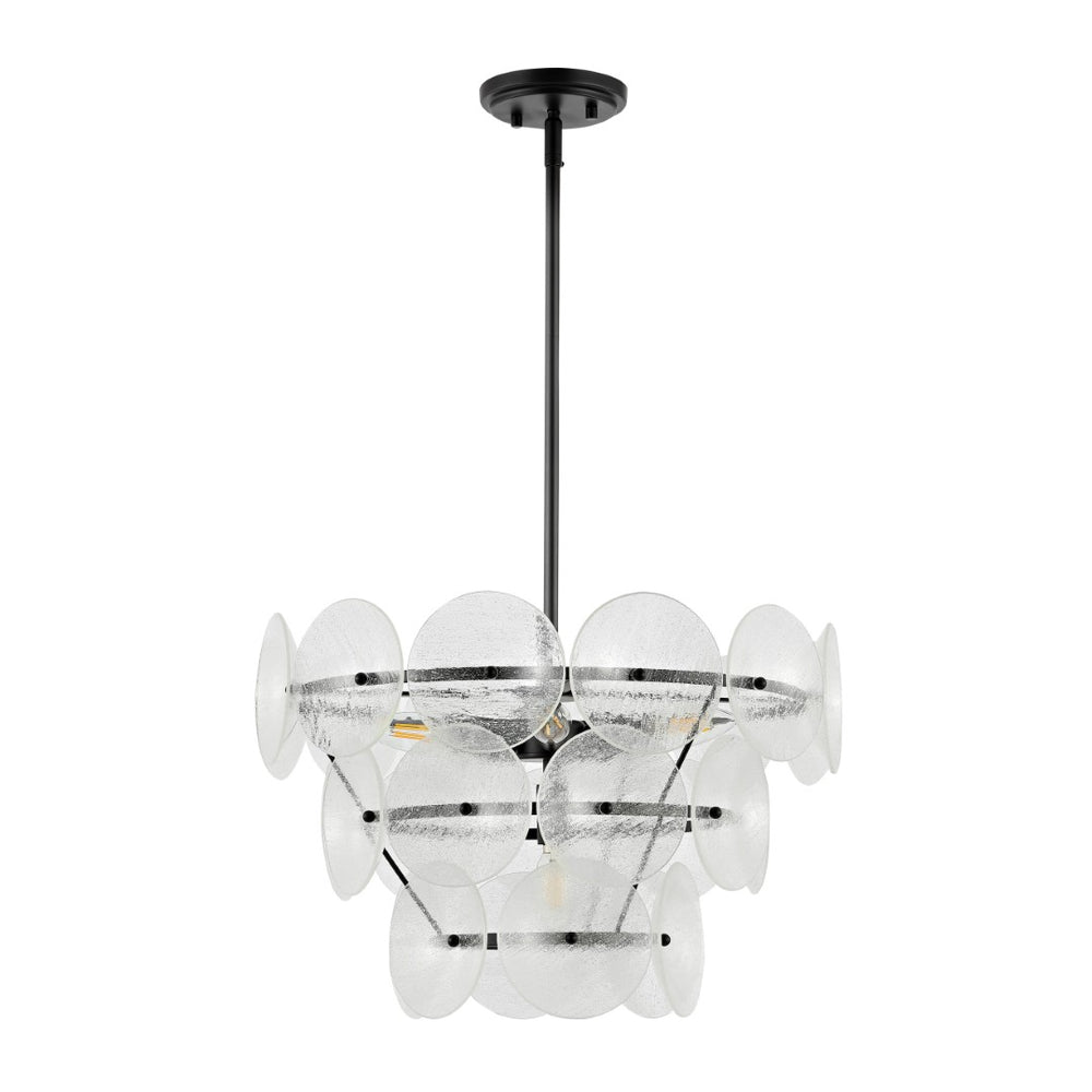Safavieh LANDRETH, 6-Light Black & Clear Iron Chandelier - Adjustable Height for Dining & Living Spaces CHA4026A
