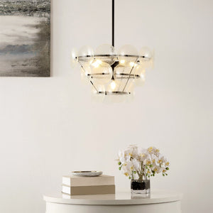Safavieh LANDRETH, 6-Light Black & Clear Iron Chandelier - Adjustable Height for Dining & Living Spaces CHA4026A