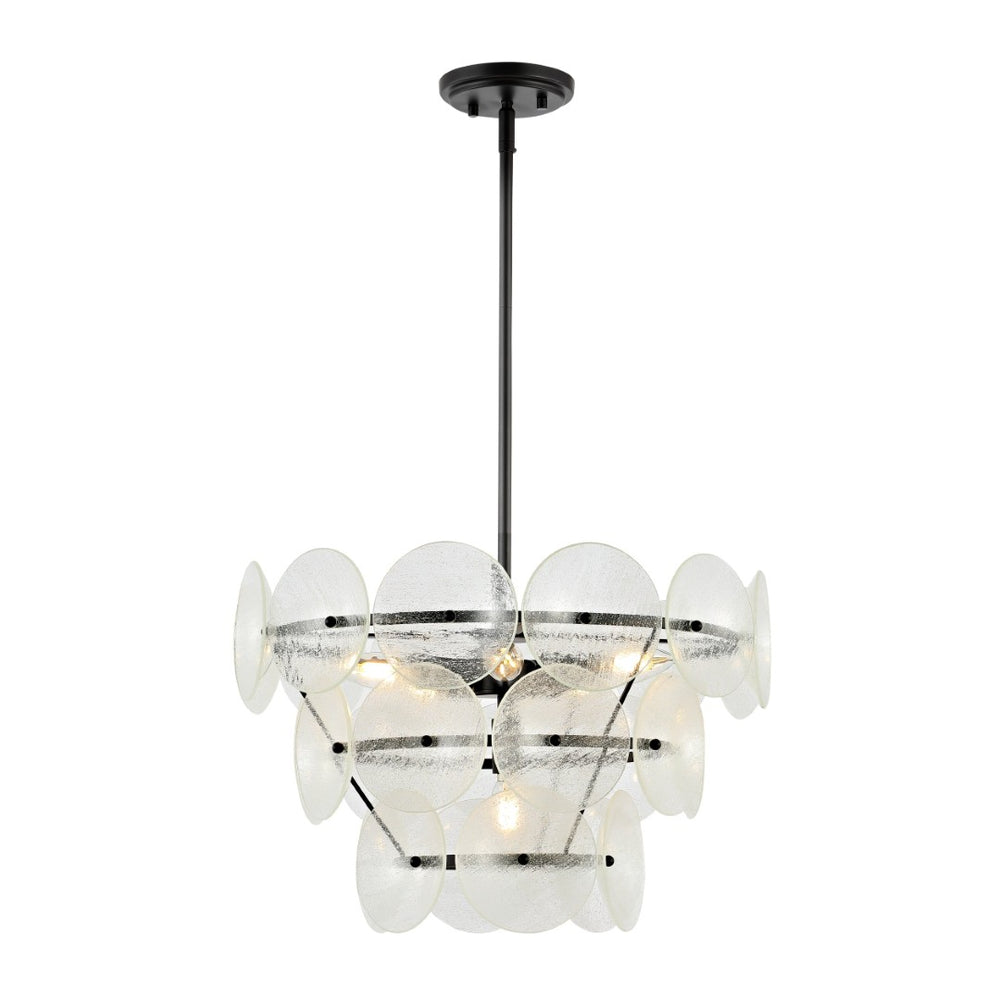 Safavieh LANDRETH, 6-Light Black & Clear Iron Chandelier - Adjustable Height for Dining & Living Spaces CHA4026A