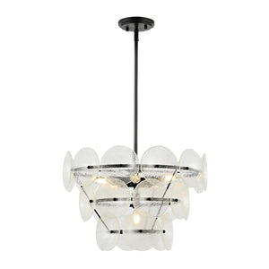 Safavieh LANDRETH, 6-Light Black & Clear Iron Chandelier - Adjustable Height for Dining & Living Spaces CHA4026A