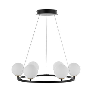 Safavieh POMONA, 6-Light Extendable Chandelier in Black/White Iron for Elegant Modern Decor & Versatile Use CHA4027A