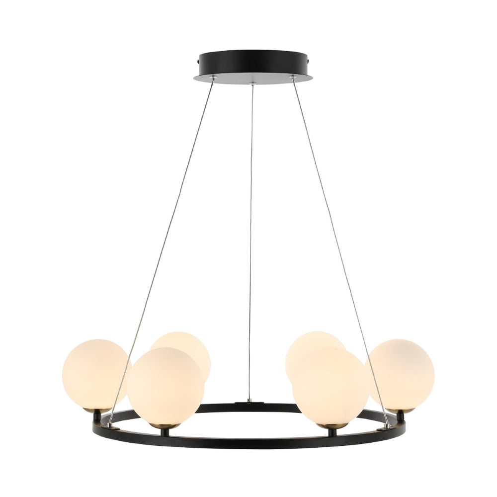 Safavieh POMONA, 6-Light Extendable Chandelier in Black/White Iron for Elegant Modern Decor & Versatile Use CHA4027A
