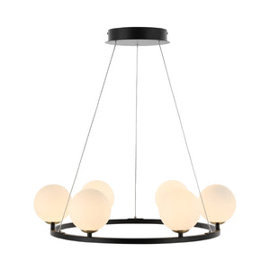 Safavieh POMONA, 6-Light Extendable Chandelier in Black/White Iron for Elegant Modern Decor & Versatile Use CHA4027A