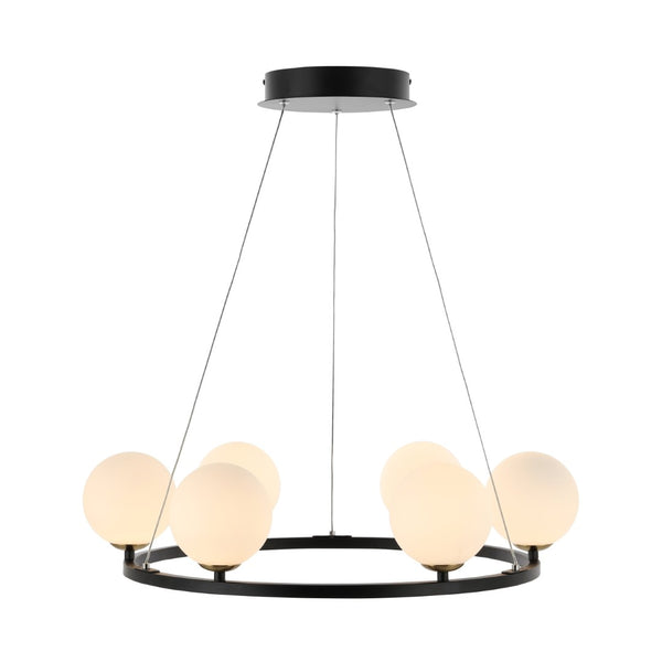 Safavieh POMONA, 6-Light Extendable Chandelier in Black/White Iron for Elegant Modern Decor & Versatile Use CHA4027A