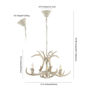 Safavieh CENWYN, 3-Light Extendable Chandelier in Antique White - Elegant Iron/Resin Design for Any Space CHA4028A