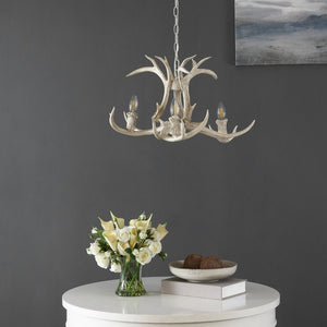 Safavieh CENWYN, 3-Light Extendable Chandelier in Antique White - Elegant Iron/Resin Design for Any Space CHA4028A