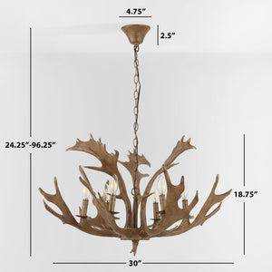 Safavieh DRESDEN, 6-Light Adjustable Chandelier in Rich Brown Iron & Resin - Timeless Elegance for Your Home CHA4029A