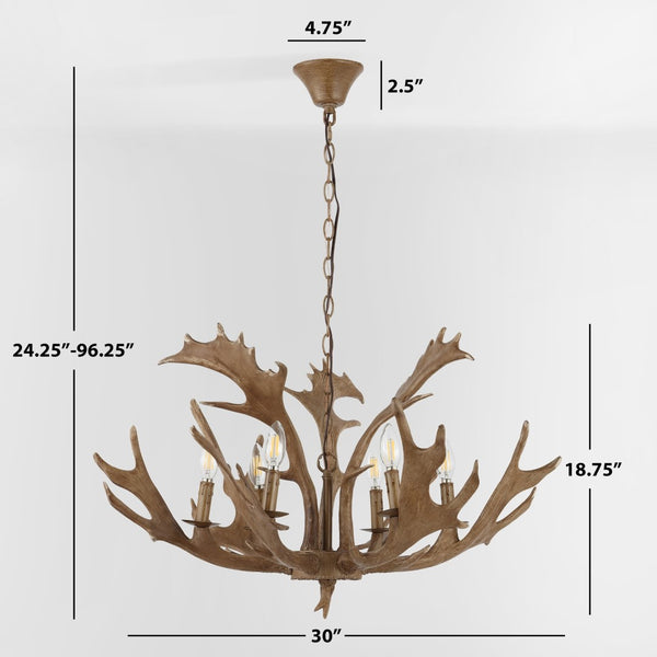 Safavieh DRESDEN, 6-Light Adjustable Chandelier in Rich Brown Iron & Resin - Timeless Elegance for Your Home CHA4029A