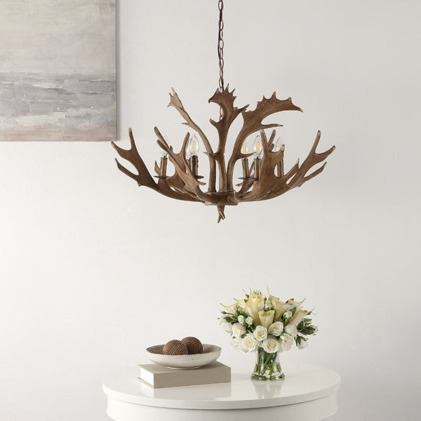Safavieh DRESDEN, 6-Light Adjustable Chandelier in Rich Brown Iron & Resin - Timeless Elegance for Your Home CHA4029A