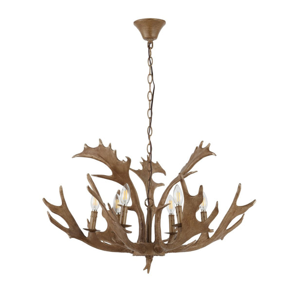 Safavieh DRESDEN, 6-Light Adjustable Chandelier in Rich Brown Iron & Resin - Timeless Elegance for Your Home CHA4029A