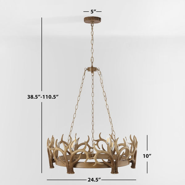 Safavieh DURIEL, 6-Light Extendable Chandelier in Antique Brown – Elegant Iron & Resin Fixture for Home Décor CHA4032A