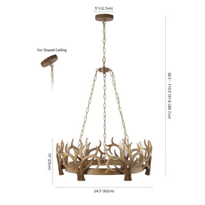 Safavieh DURIEL, 6-Light Extendable Chandelier in Antique Brown – Elegant Iron & Resin Fixture for Home Décor CHA4032A