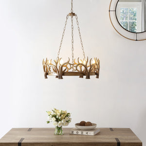 Safavieh DURIEL, 6-Light Extendable Chandelier in Antique Brown – Elegant Iron & Resin Fixture for Home Décor CHA4032A