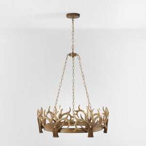 Safavieh DURIEL, 6-Light Extendable Chandelier in Antique Brown – Elegant Iron & Resin Fixture for Home Décor CHA4032A