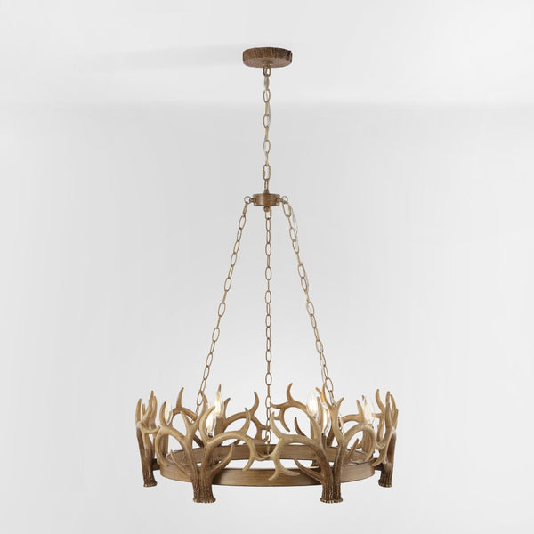 Safavieh DURIEL, 6-Light Extendable Chandelier in Antique Brown – Elegant Iron & Resin Fixture for Home Décor CHA4032A