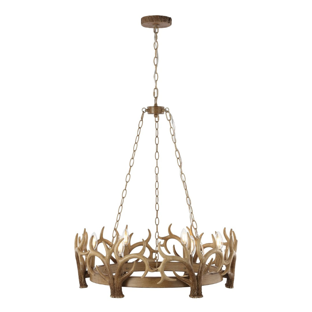 Safavieh DURIEL, 6-Light Extendable Chandelier in Antique Brown – Elegant Iron & Resin Fixture for Home Décor CHA4032A