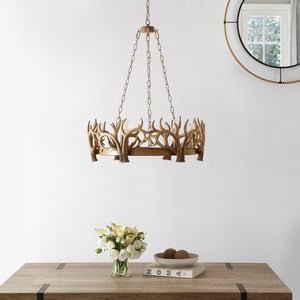 Safavieh DURIEL, 6-Light Extendable Chandelier in Antique Brown – Elegant Iron & Resin Fixture for Home Décor CHA4032A