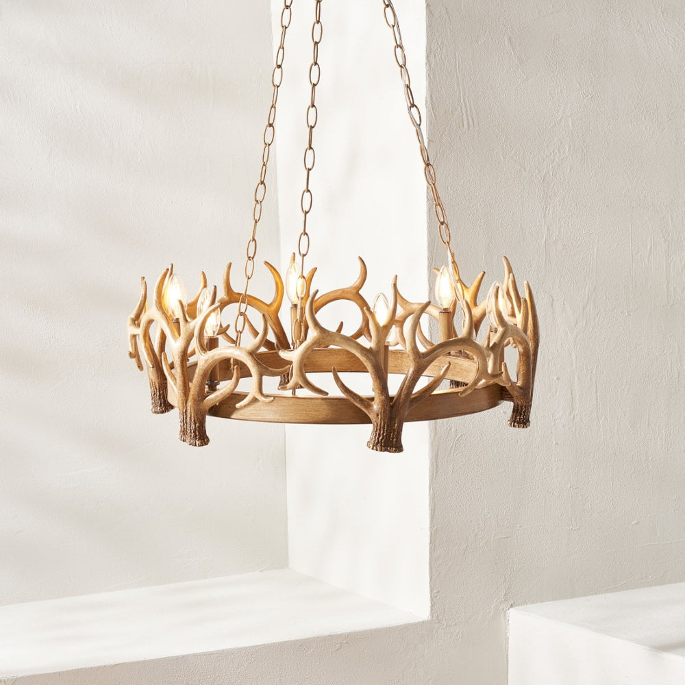Safavieh DURIEL, 6-Light Extendable Chandelier in Antique Brown – Elegant Iron & Resin Fixture for Home Décor CHA4032A
