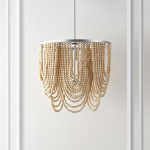 Safavieh BRESSI, 4-Light Adjustable Chandelier with Silver Iron & Natural Wood, Perfect for Any Space CHA4035A