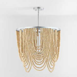 Safavieh BRESSI, 4-Light Adjustable Chandelier with Silver Iron & Natural Wood, Perfect for Any Space CHA4035A