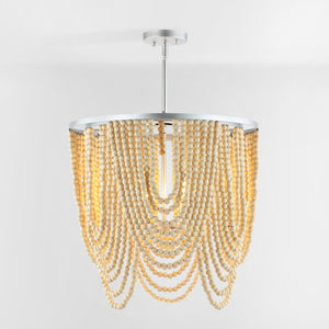 Safavieh BRESSI, 4-Light Adjustable Chandelier with Silver Iron & Natural Wood, Perfect for Any Space CHA4035A