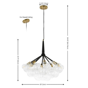 Safavieh NOVELLIA, 8-Light Contemporary Chandelier, 26-Inch Clear Glass & Black Brass, Stylish Home Lighting CHA4036A