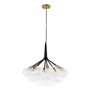 Safavieh NOVELLIA, 8-Light Contemporary Chandelier, 26-Inch Clear Glass & Black Brass, Stylish Home Lighting CHA4036A