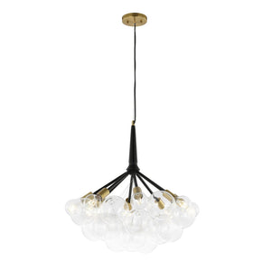 Safavieh NOVELLIA, 8-Light Contemporary Chandelier, 26-Inch Clear Glass & Black Brass, Stylish Home Lighting CHA4036A