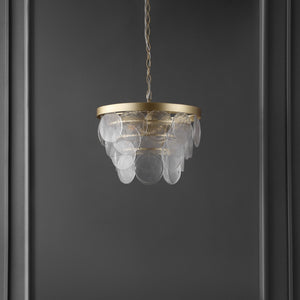 Safavieh CHRYS, Elegant 3-Light Chandelier in Clear Glass & Gold Iron, Adjustable for Modern Spaces CHA4038A