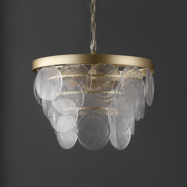 Safavieh CHRYS, Elegant 3-Light Chandelier in Clear Glass & Gold Iron, Adjustable for Modern Spaces CHA4038A