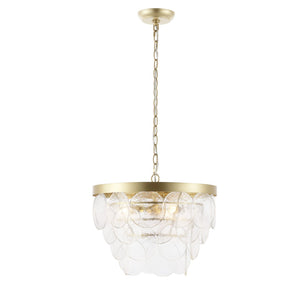 Safavieh CHRYS, Elegant 3-Light Chandelier in Clear Glass & Gold Iron, Adjustable for Modern Spaces CHA4038A