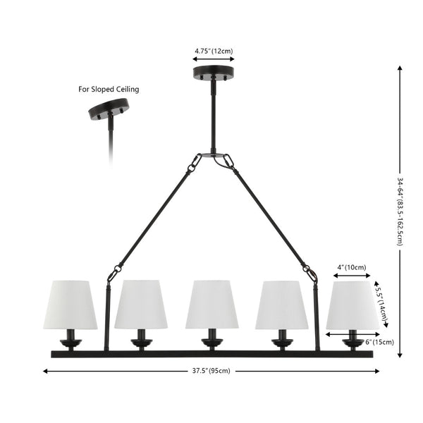 Safavieh Josphete 5Lt 37.5 Inch Chandelier Black/White Iron CHA4040A