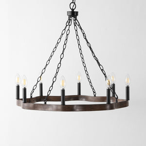 Safavieh Brookville, 8 Light, 28 Inch, Natural/Black, Iron Chandelier Black / Brown CHA4042A