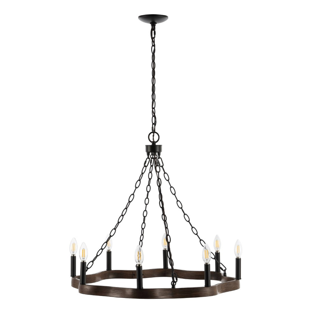Safavieh Brookville, 8 Light, 28 Inch, Natural/Black, Iron Chandelier Black / Brown CHA4042A