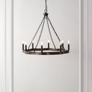 Safavieh Brookville, 8 Light, 28 Inch, Natural/Black, Iron Chandelier Black / Brown CHA4042A