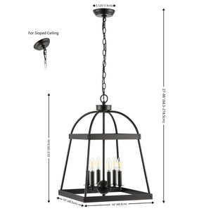 Safavieh Gracyn 6Lt Chandelier XII23 Black Iron CHA4044A