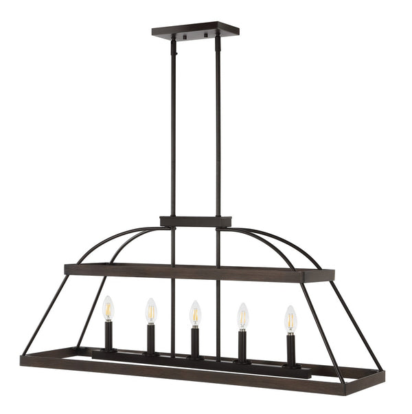 Byher, Stunning 5-Light Chandelier in White Washed & Oil Rubbed Bronze, Adjustable Height Design