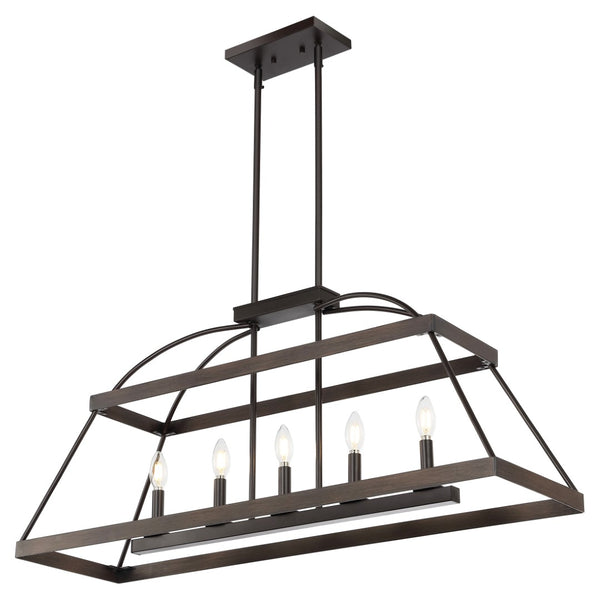 Safavieh Byher, 5 Light, 40 Inch, White Washed/Oil Rubbed Bronze, Iron Chandelier	 Brown / Orb CHA4045A