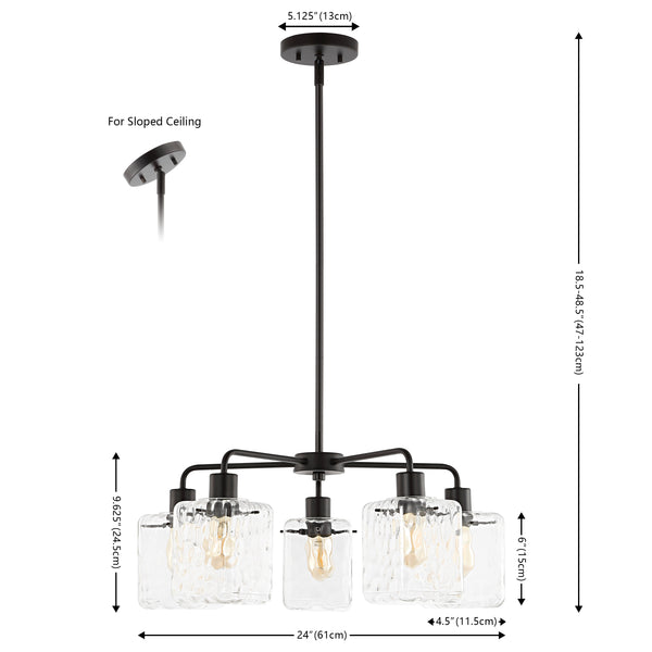 Safavieh Jameson, 5 Light, Oil Rubbed Bronze, Iron Chandelier Clear / Orb CHA4047A