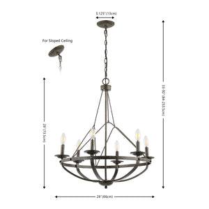 Safavieh Fraser, 6 Light, 25 Inch, Antique Silver, Iron Chandelier Silver / Black CHA4049A