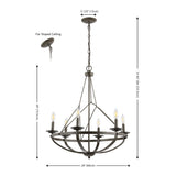 Safavieh Fraser, 6 Light, 25 Inch, Antique Silver, Iron Chandelier Silver / Black CHA4049A