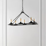 Safavieh Reagan, 6 Light, 26 Inch, Light Grey Oak/Black, Iron Chandelier Black CHA4051A