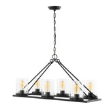 Safavieh Reagan, 6 Light, 26 Inch, Light Grey Oak/Black, Iron Chandelier Black CHA4051A