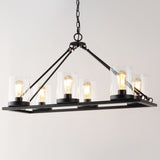 Safavieh Reagan, 6 Light, 26 Inch, Light Grey Oak/Black, Iron Chandelier Black CHA4051A