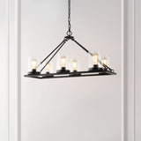 Safavieh Reagan, 6 Light, 26 Inch, Light Grey Oak/Black, Iron Chandelier Black CHA4051A