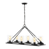 Safavieh Reagan, 6 Light, 26 Inch, Light Grey Oak/Black, Iron Chandelier Black CHA4051A