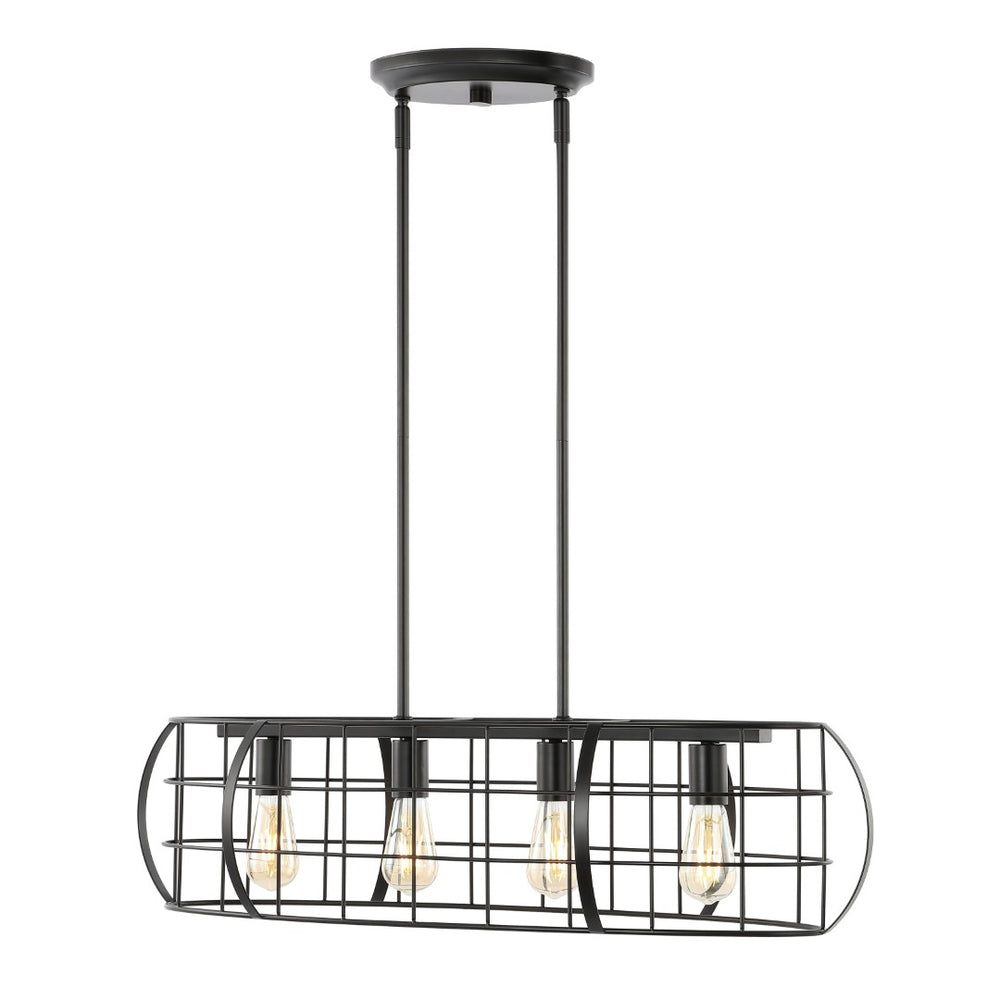 Safavieh DAXTON, 4-Light Black Iron Chandelier, 34.5-Inch Adjustable Modern Fixture for Timeless Illumination CHA4053A