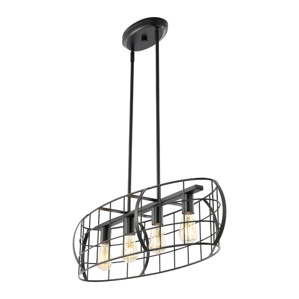Safavieh DAXTON, 4-Light Black Iron Chandelier, 34.5-Inch Adjustable Modern Fixture for Timeless Illumination CHA4053A