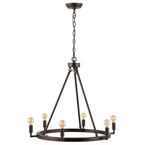 Safavieh Nevada 6Lt 26 Inch Chandelier XII23 Oil Rub Bronze  CHA4054A