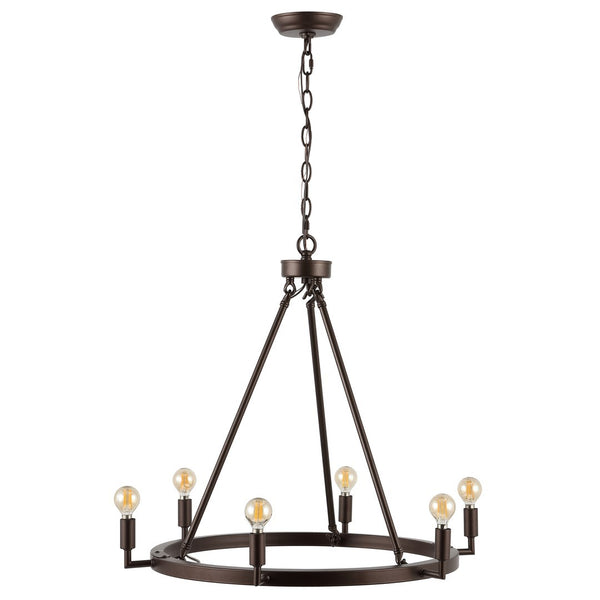 Safavieh Nevada 6Lt 26 Inch Chandelier XII23 Oil Rub Bronze  CHA4054A